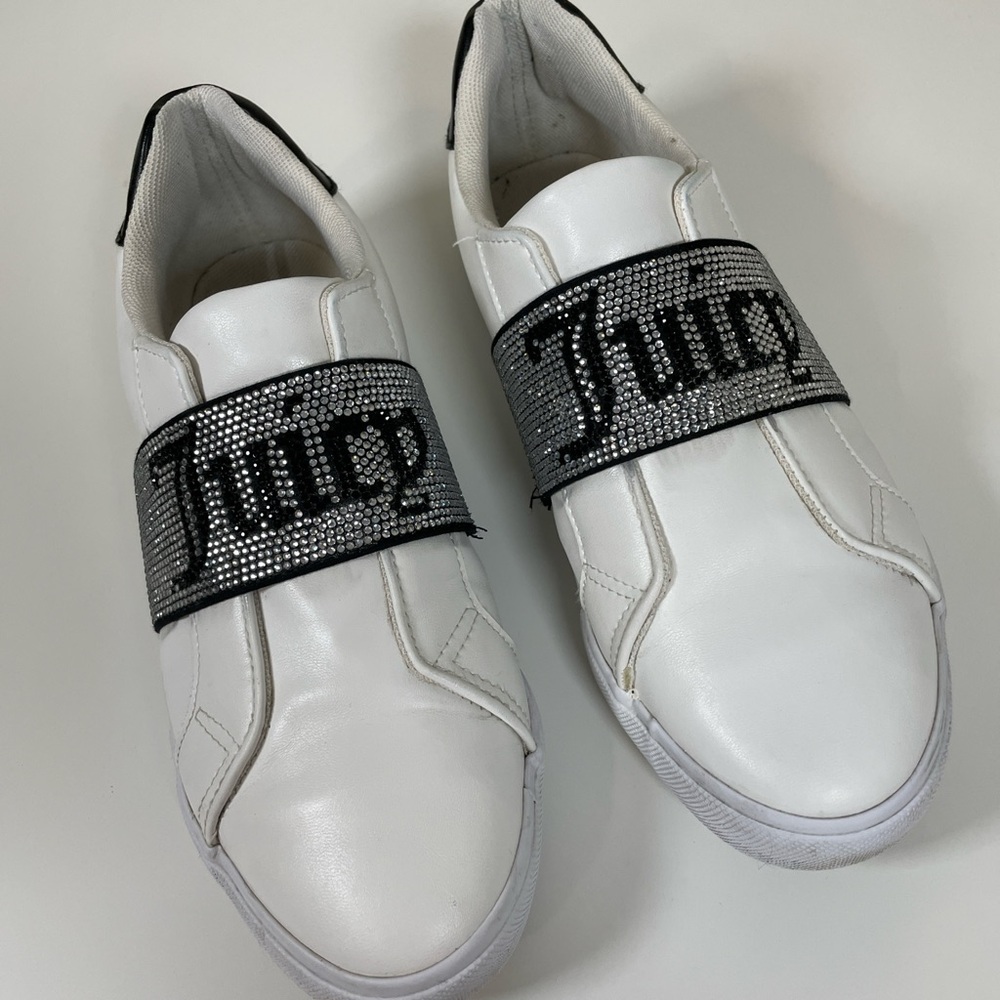 JUICY‎ COUTURE Women’s 9.5 Cosmik White & Black Embellished Slip On Shoes Bling - Picture 8 of 8